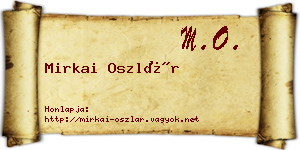 Mirkai Oszlár névjegykártya